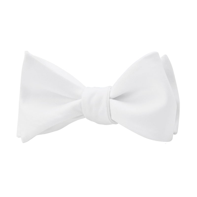 PenSee Mens Self Bow Tie White Solid Jacquard Woven Silk Bow Ties - Image 3